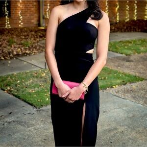 Aidan Mattox column dress, one shoulder, black XS/0